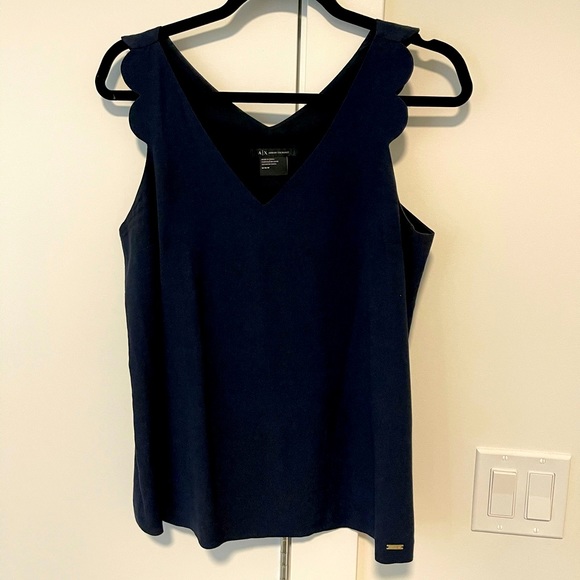 Armani Exchange blue cami. Detail on sleeves. Worn once. Size medium - Picture 1 of 3